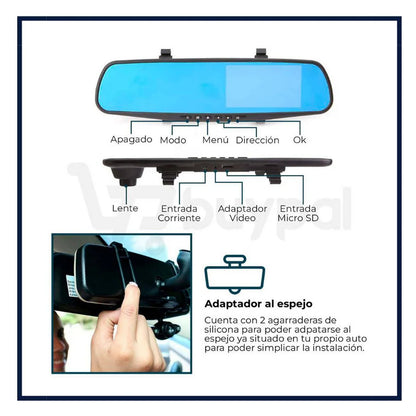 RETROVISOR TACTIL CON CÁMARA DUAL